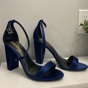 Navy Satin Heels